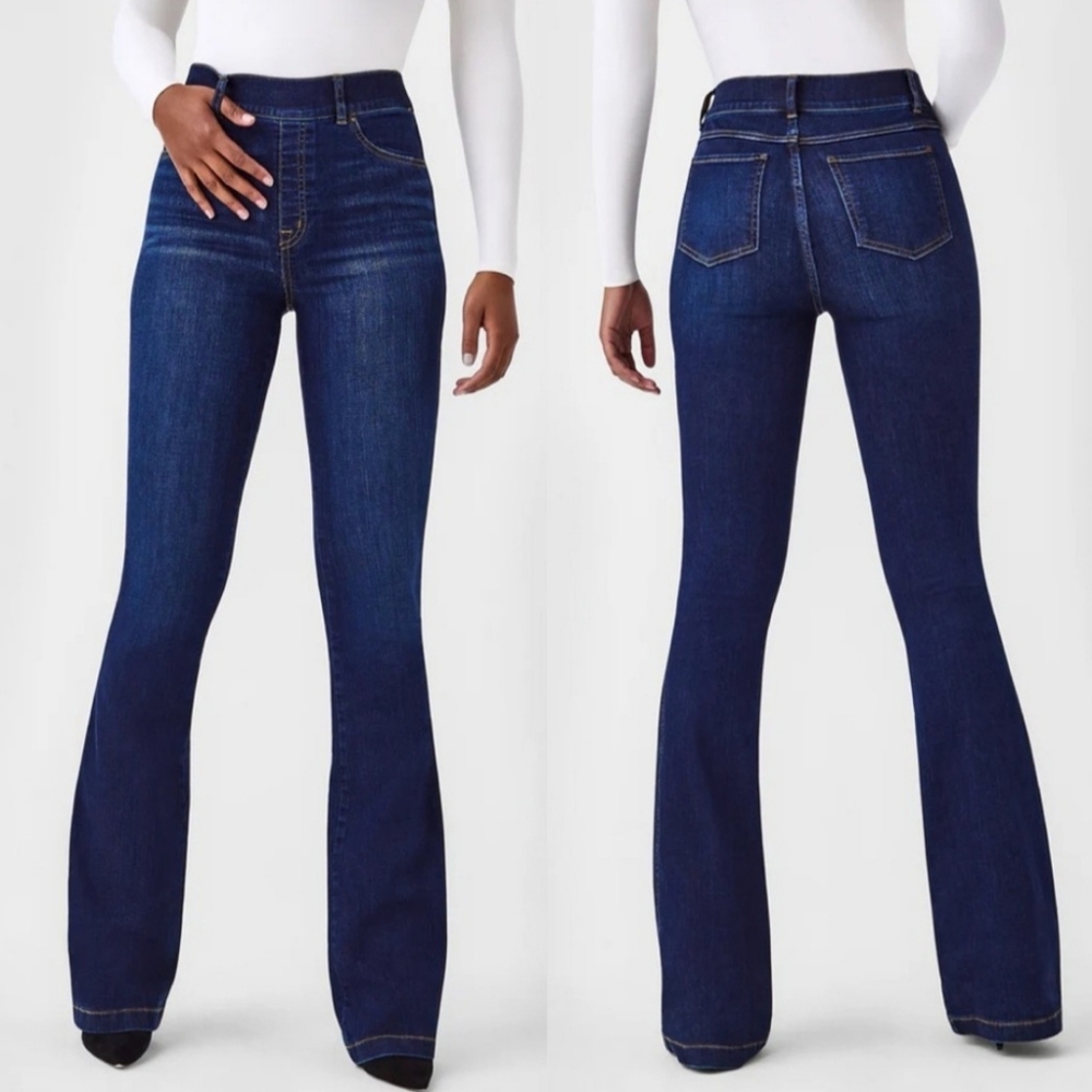 EUC Spanx Pull On Authentic Blue Flare Jeans L